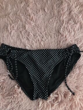 Roxy Low Waisted Black Polka Dot Bikini Bottoms Medium